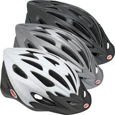 three bicycle helmets