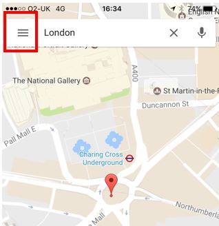 Google maps view of the National Gallery