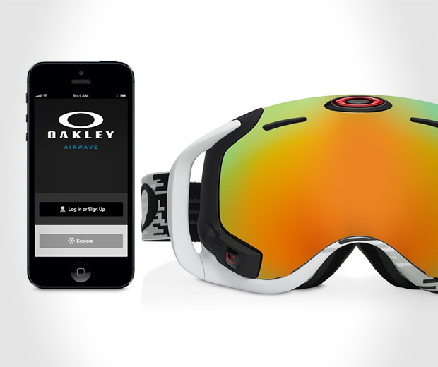 Oakley Airwave goggles with app on mobile alongside