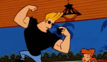Johnny Bravo taking a selfie with flash on