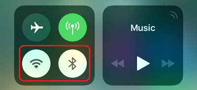 Screenshot of WiFi and Bluetooth settings on iPhone