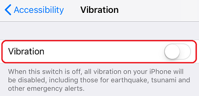 Vibrate setting on iPhone