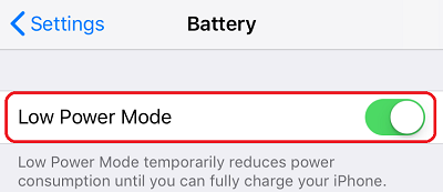 Low power setting on iPhone